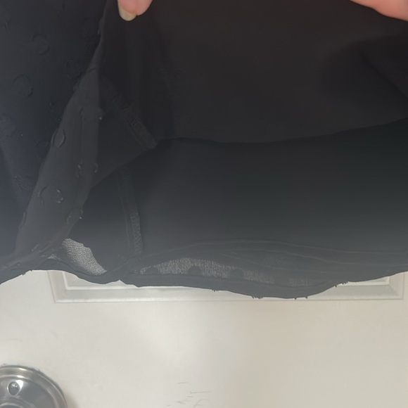 LOFT Solid Black Dot Swiss Long Sleeve Ruffle Detail Top size small petite - Picture 6 of 6